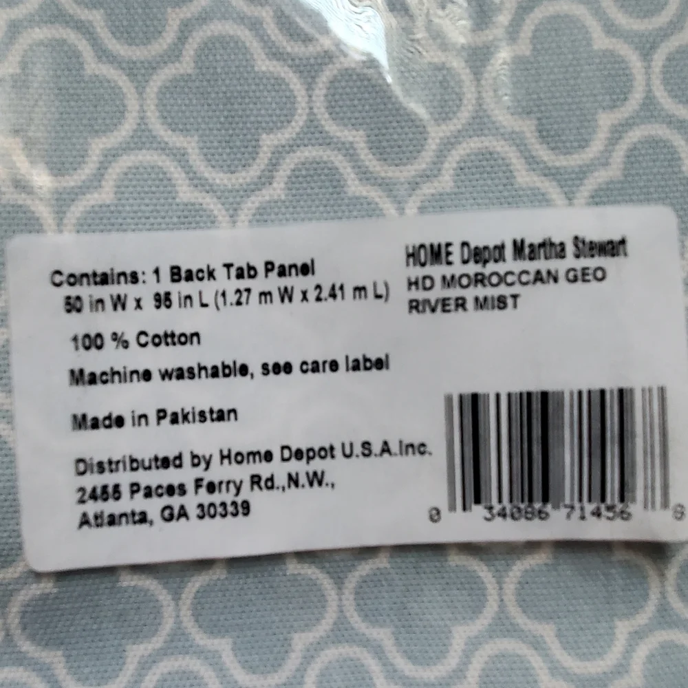 New Martha Stewart HD Moroccan Geo River Mist 2 Panels. 50